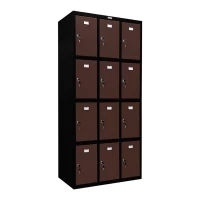 Шкаф металлический для сумок черный с коричневым