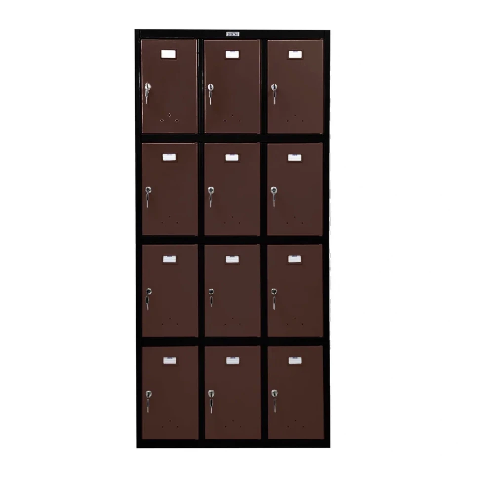 Шкаф металлический для сумок черный с коричневым