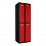 Шкаф металлический четырехдверный черный с красным