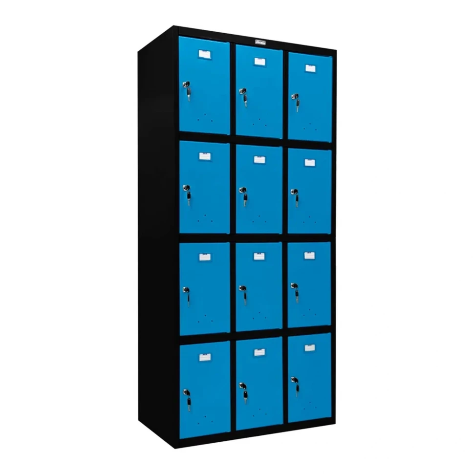 Шкаф металлический для сумок черный с голубым