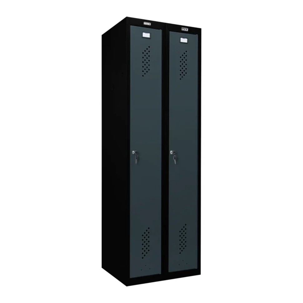 Шкаф металлический гардеробный черный с графитом