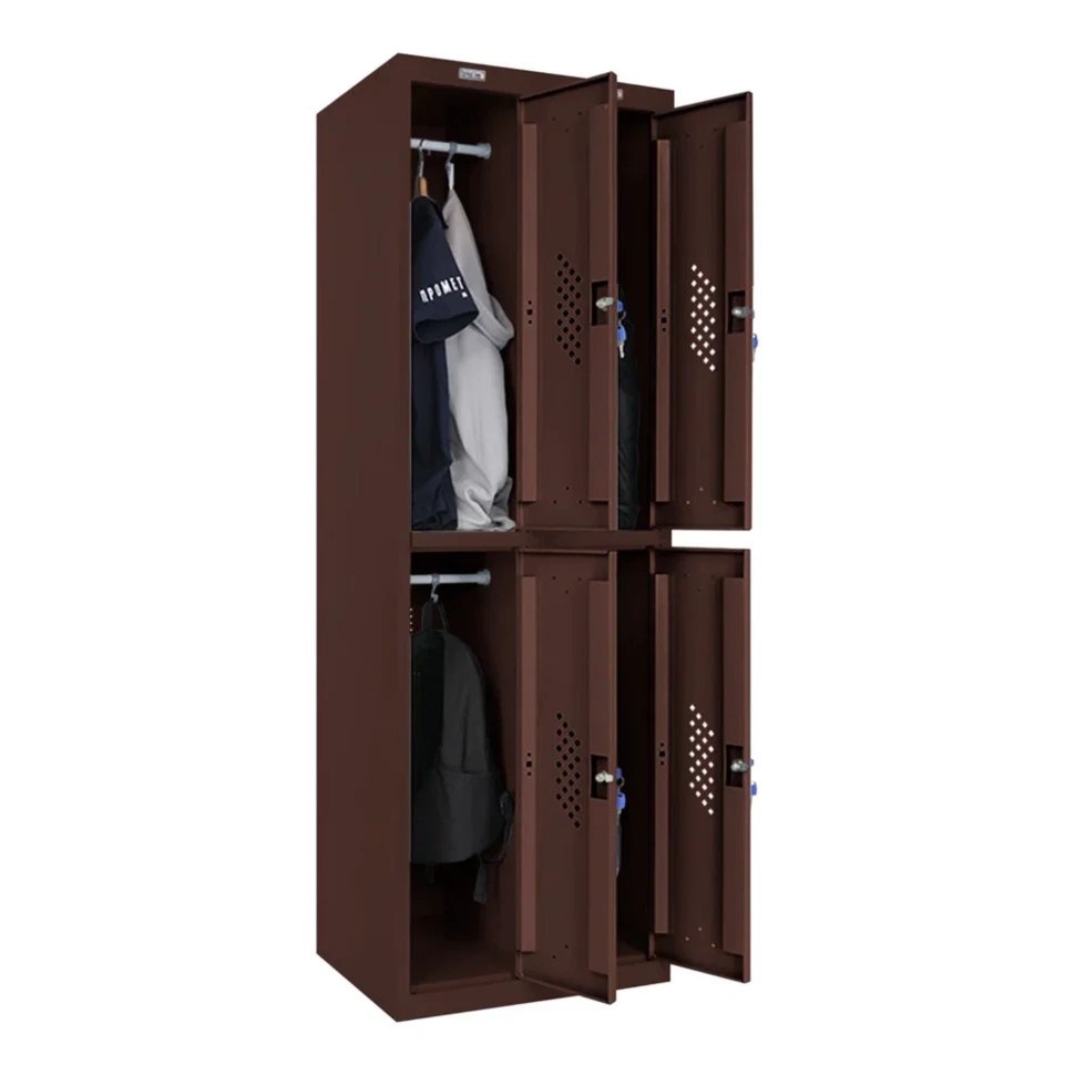 Шкаф металлический четырехсекционный коричневый