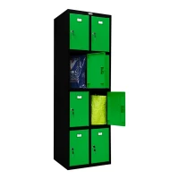 Шкаф металлический для личных вещей черный с зеленым