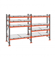 Стеллаж с выкатными платформами ДиКом 3000х3600х1000 на 4 яруса П-90