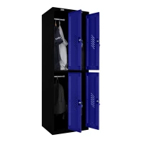 Шкаф металлический четырехдверный черный с синим