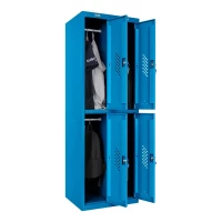 Шкаф металлический четырехсекционный голубой