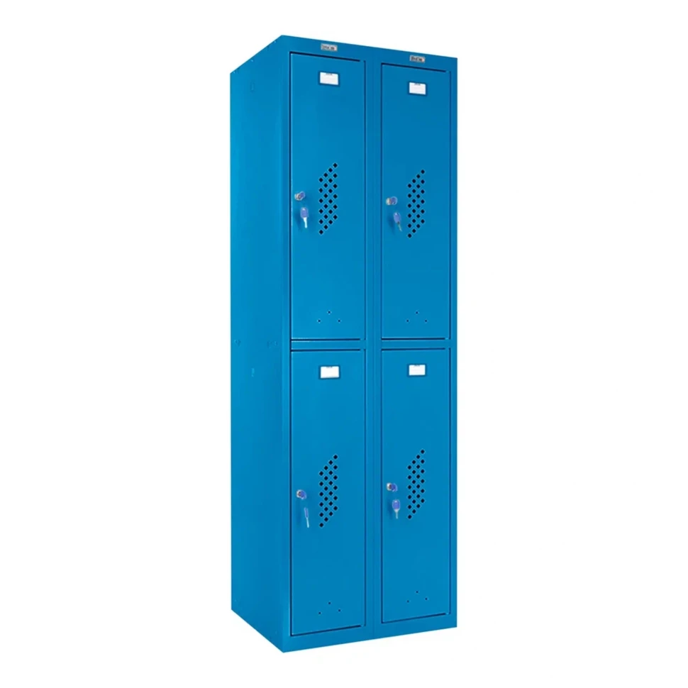 Шкаф металлический четырехсекционный голубой