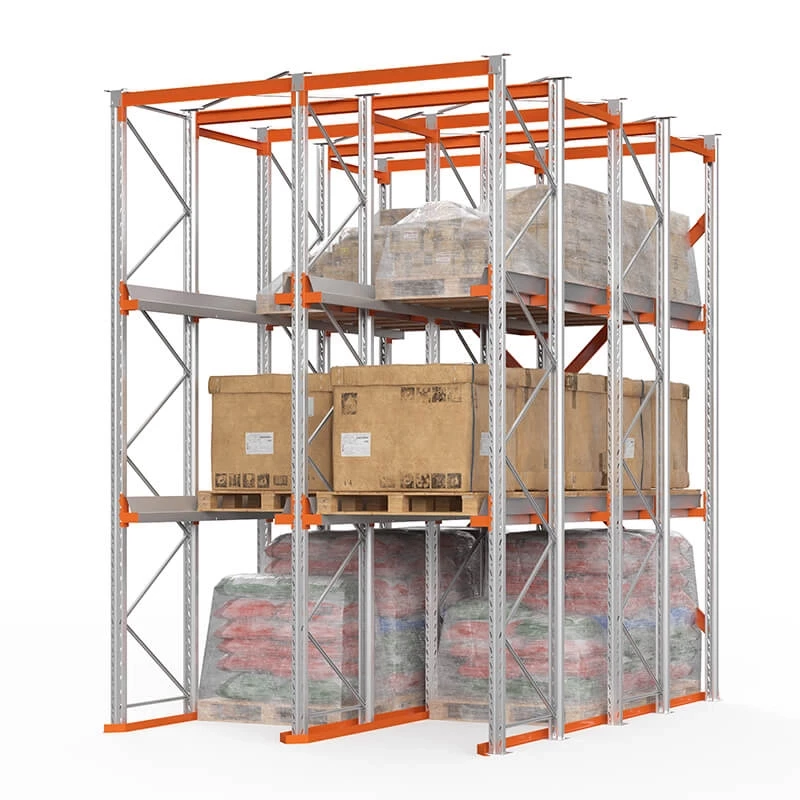 Стеллаж набивной паллетный 4500х3060х4000 мм 2 линии, 2 яруса