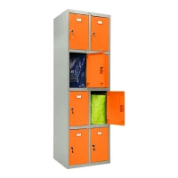 Шкаф металлический для личных вещей серый с оранжевым