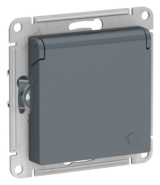 Розетка ATLASDESIGN с заземлением со шторками с крышкой 16А IP20 механизм грифель ATN000746 Розетка ATLASDESIGN с заземлением со шторками с крышкой 16А IP20 механизм грифель ATN000746