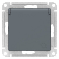 Розетка ATLASDESIGN с заземлением со шторками с крышкой 16А IP20 механизм грифель ATN000746