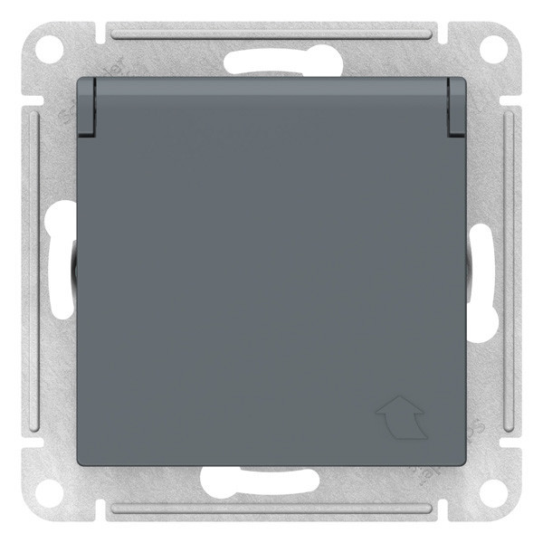 Розетка ATLASDESIGN с заземлением со шторками с крышкой 16А IP20 механизм грифель ATN000746 Розетка ATLASDESIGN с заземлением со шторками с крышкой 16А IP20 механизм грифель ATN000746