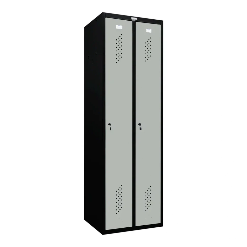 Шкаф металлический двухдверный черный с серым