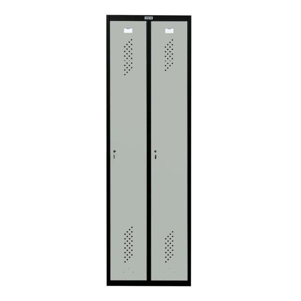 Шкаф металлический двухдверный черный с серым