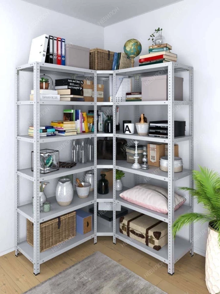 Стеллаж угловой МС 1800х1400х1400/500 мм 6 ярусов Стеллаж угловой МС 1800х1400х1400/500 мм 6 ярусов