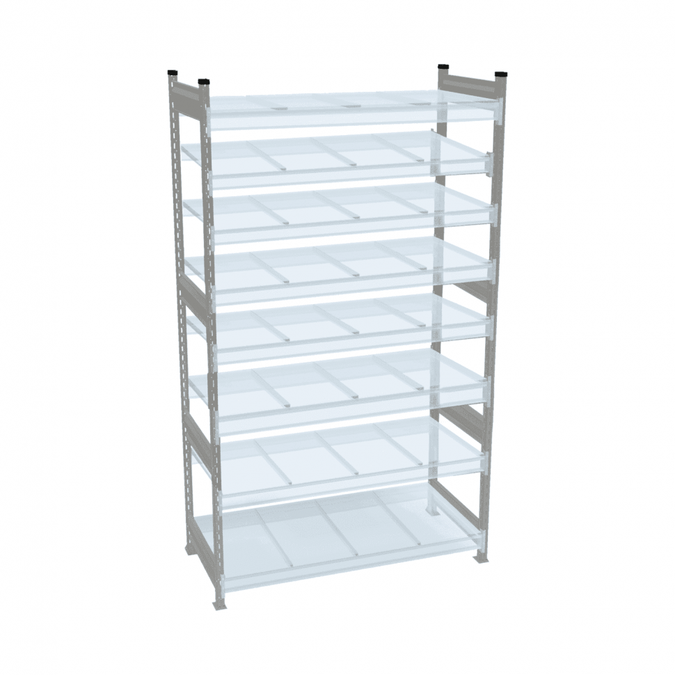 Стеллаж СТ-023 1800х1200х300 с 8 ярусами (рамы и настил - окрас)