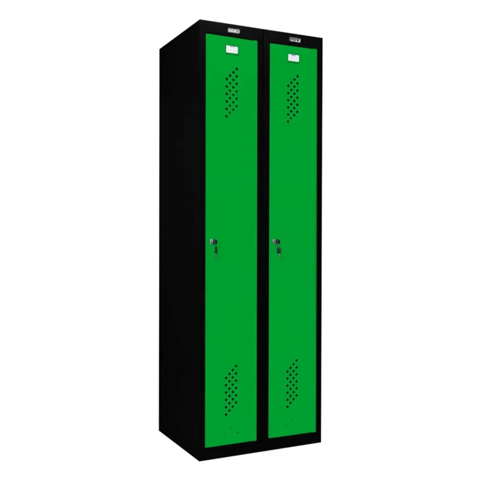 Шкаф металлический для раздевалки черный с зеленым
