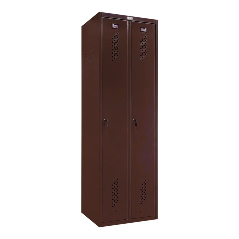 Шкаф металлический двухсекционный коричневый
