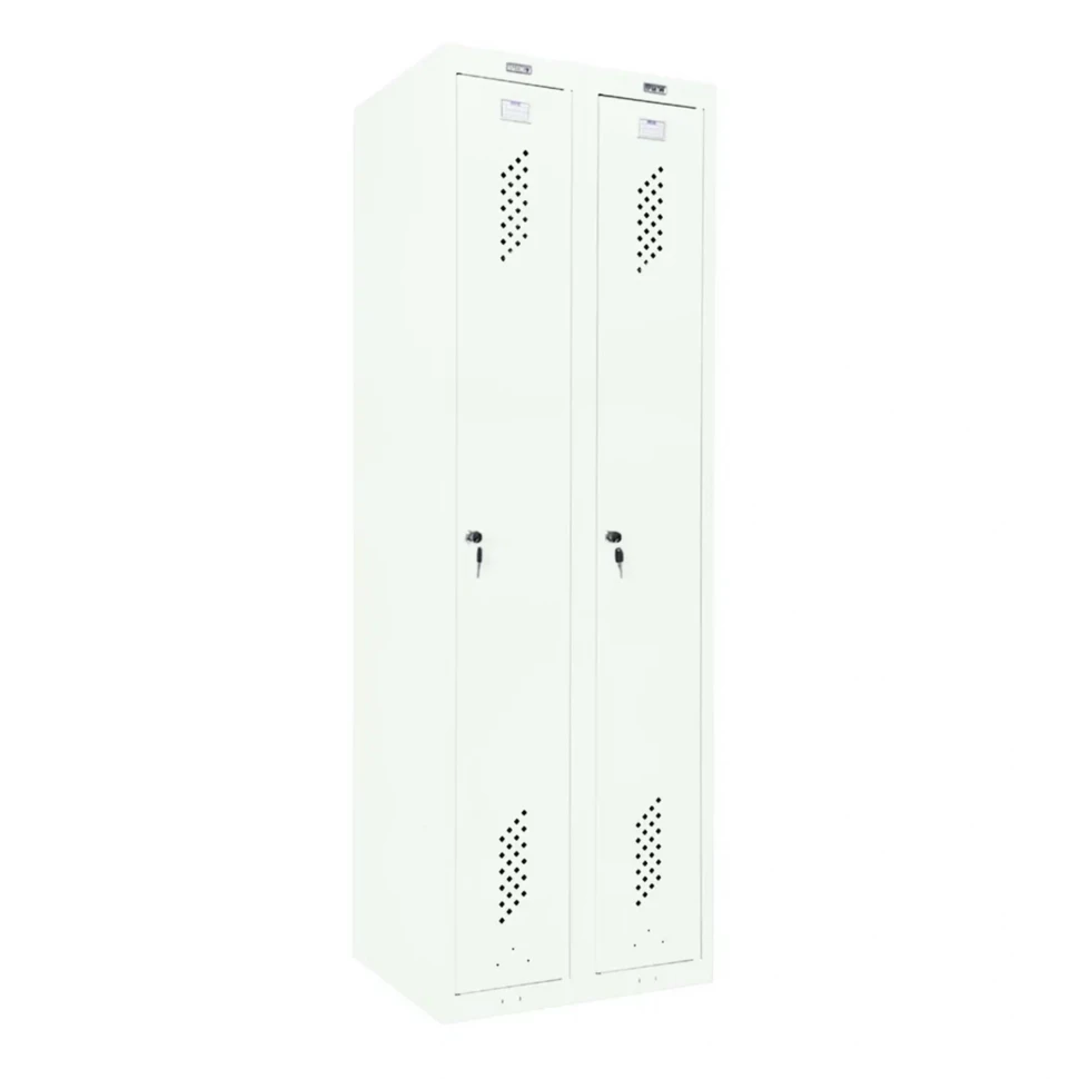 Шкаф металлический для рабочей спецодежды белый