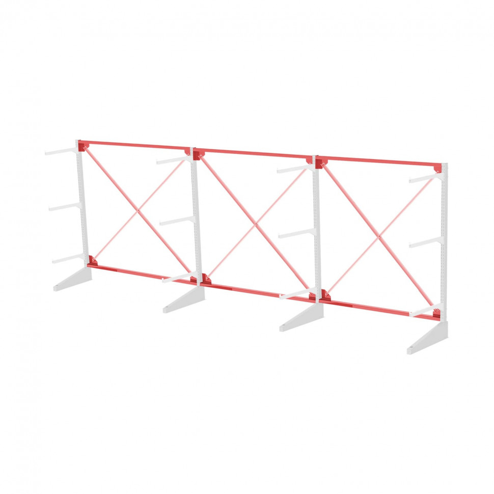 Стеллаж консольный односторонний Sortex 1920х4808х720 3 яруса