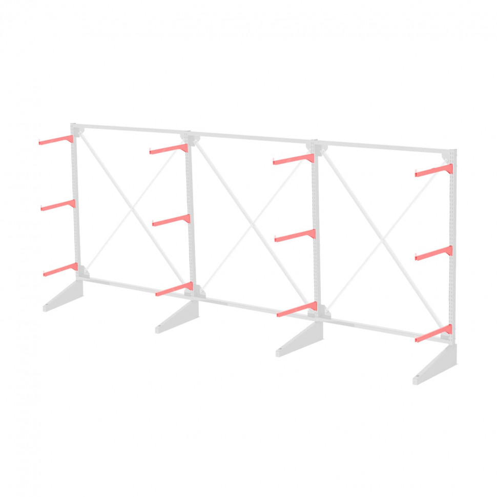 Стеллаж консольный односторонний Sortex 1920х4808х720 3 яруса