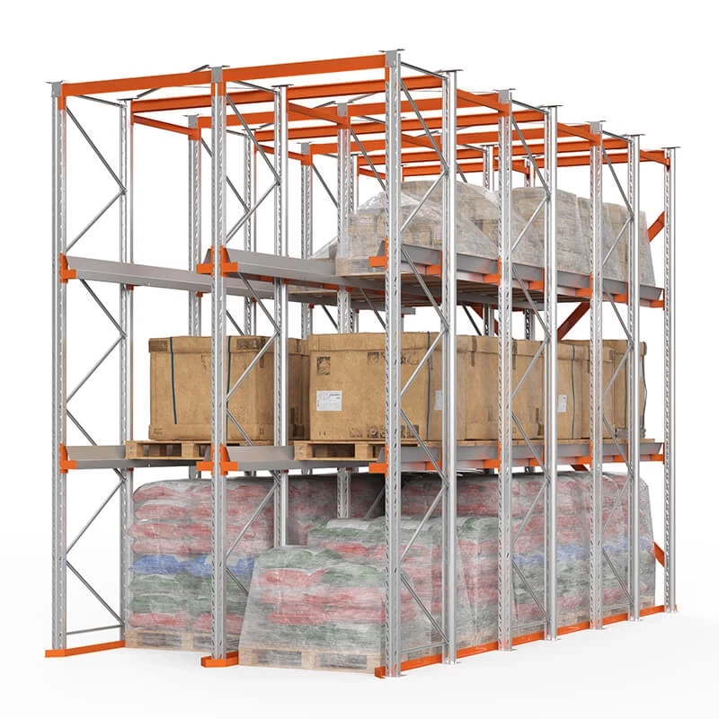 Стеллаж набивной паллетный 4500х3060х6000 мм 2 линии, 2 яруса