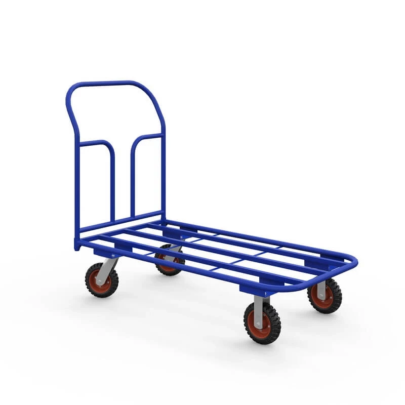 Тележка платформенная каркасная ТК 3 (г/п 500 кг, 1000x600 мм, колеса литая протекторная резина 160 мм) Тележка платформенная каркасная ТК 3 (г/п 500 кг, 1000x600 мм, колеса литая протекторная резина 160 мм)