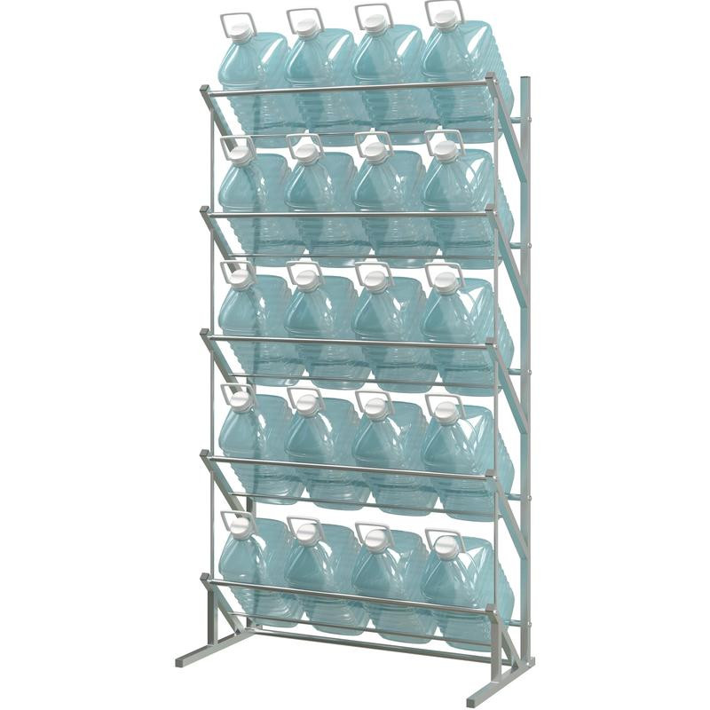 Пристенный стеллаж для воды Стилс-3 на 20 бутылей 5/6 л, металлик