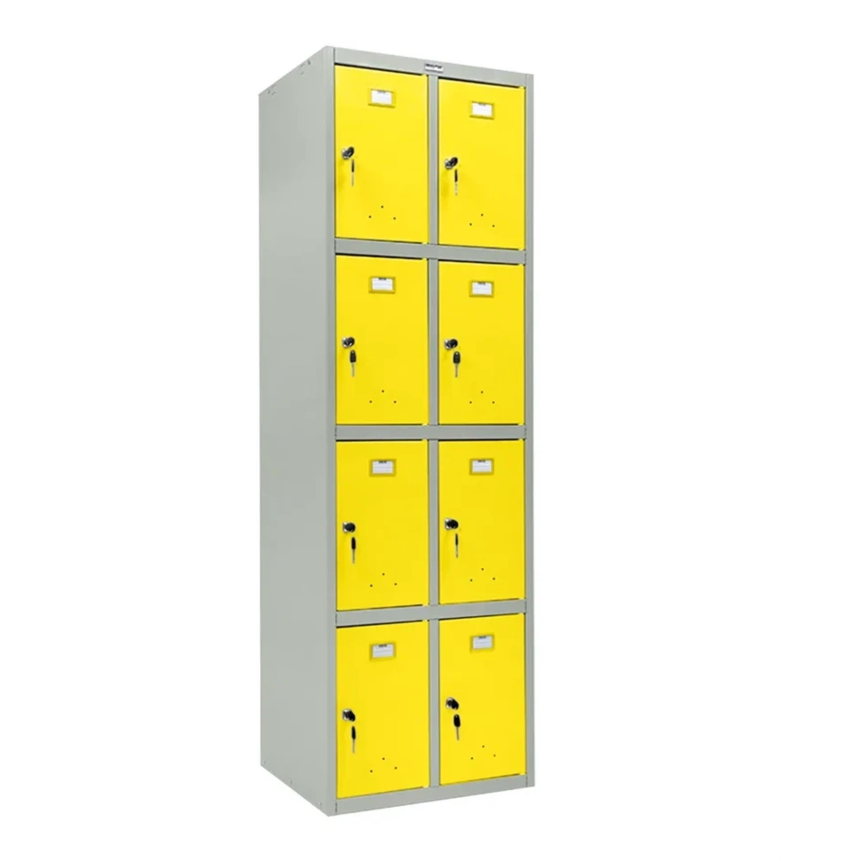 Шкаф металлический для личных вещей серый с желтым