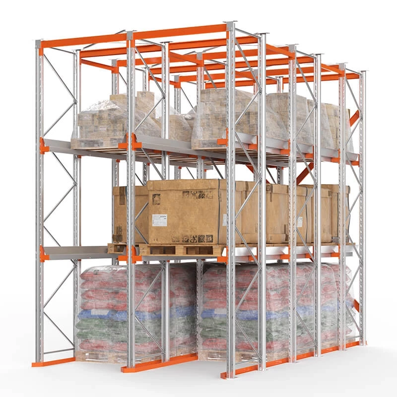 Стеллаж набивной паллетный 4500х3060х5000 мм 2 линии, 2 яруса