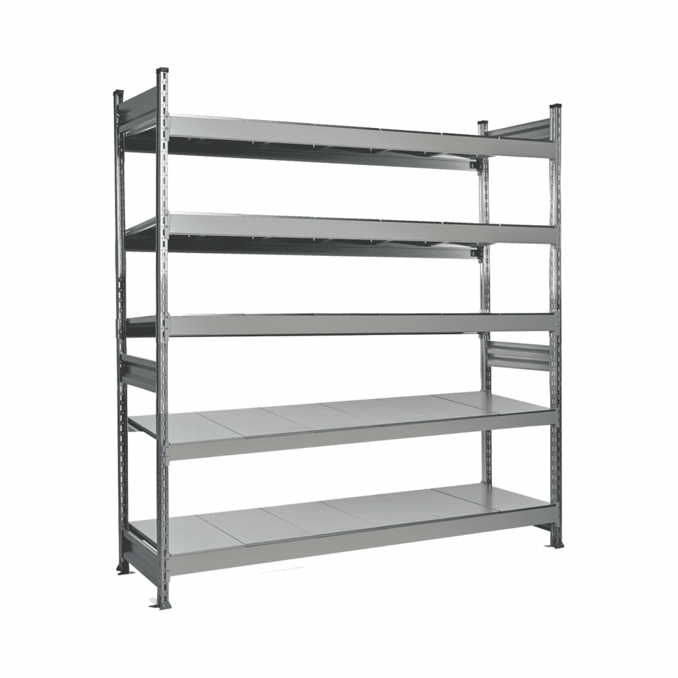 Стеллаж СТ-023 2500х1200х300 с 5 ярусами (рамы и настил - цинк)