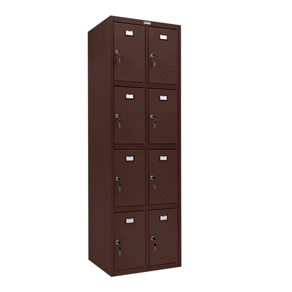 Шкаф металлический с дверцами и замком коричневый