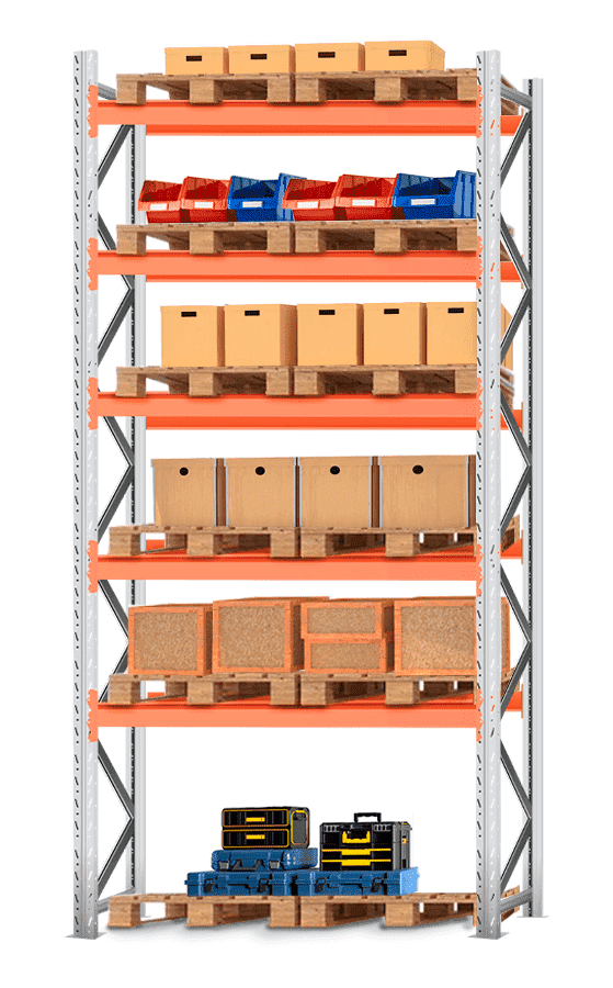 Стеллаж паллетный Лайт 4000х1800х1100 5 ярусов (Р70.1.5Б120.1.5)
