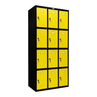 Шкаф металлический для сумок черный с желтым