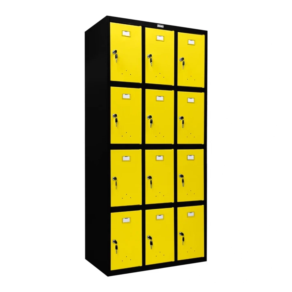 Шкаф металлический для сумок черный с желтым