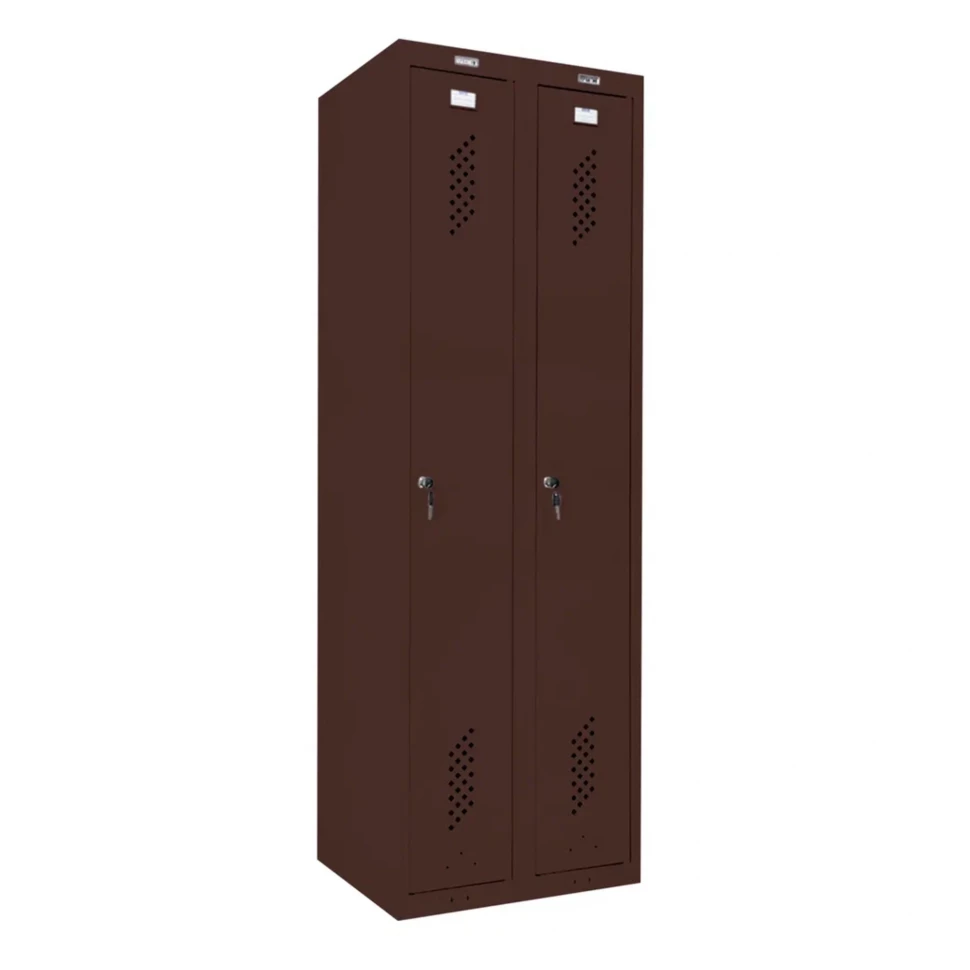 Шкаф металлический для рабочей спецодежды коричневый