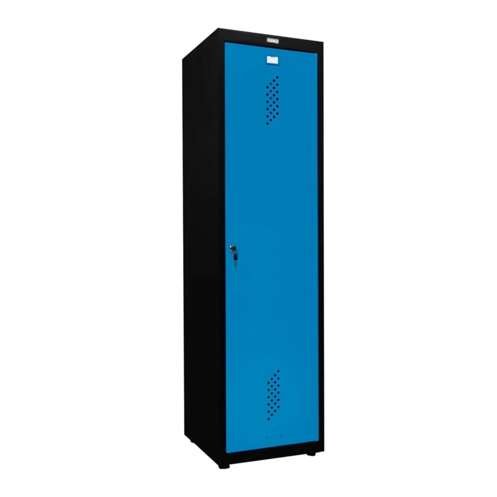 Шкаф металлический для инвентаря черный с голубым