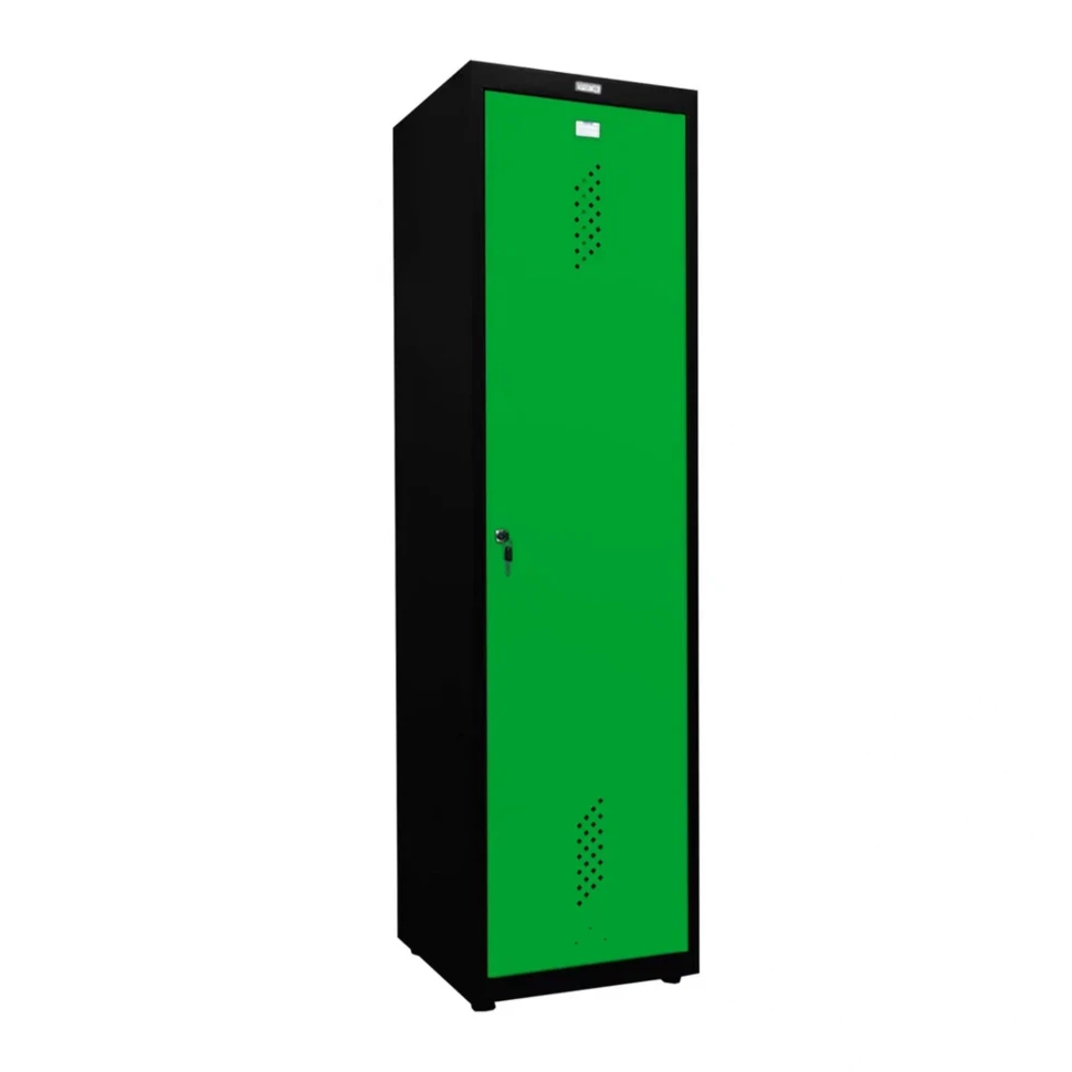 Шкаф металлический для инвентаря черный с зеленым