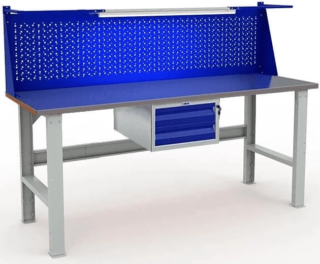 Верстак металлический стационарный с экраном W200.F2/F2.111.W Верстак металлический стационарный с экраном W200.F2/F2.111.W