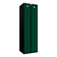 Шкаф металлический двухдверный черный с темно-зеленым