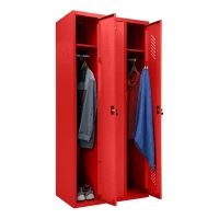 Шкаф металлический трехсекционный красный