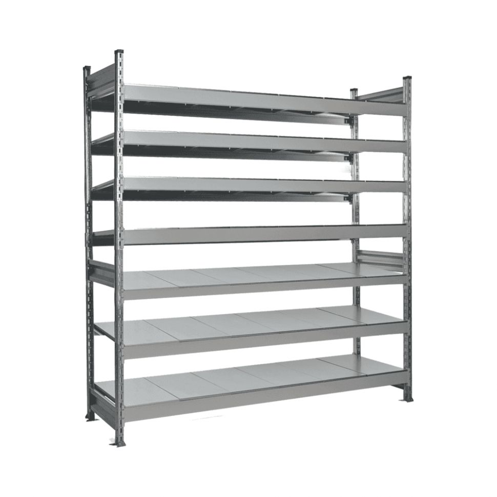 Стеллаж СТ-023 1800х1200х300 с 7 ярусами (рамы и настил - цинк) Стеллаж СТ-023 1800х1200х300 с 7 ярусами (рамы и настил - цинк)