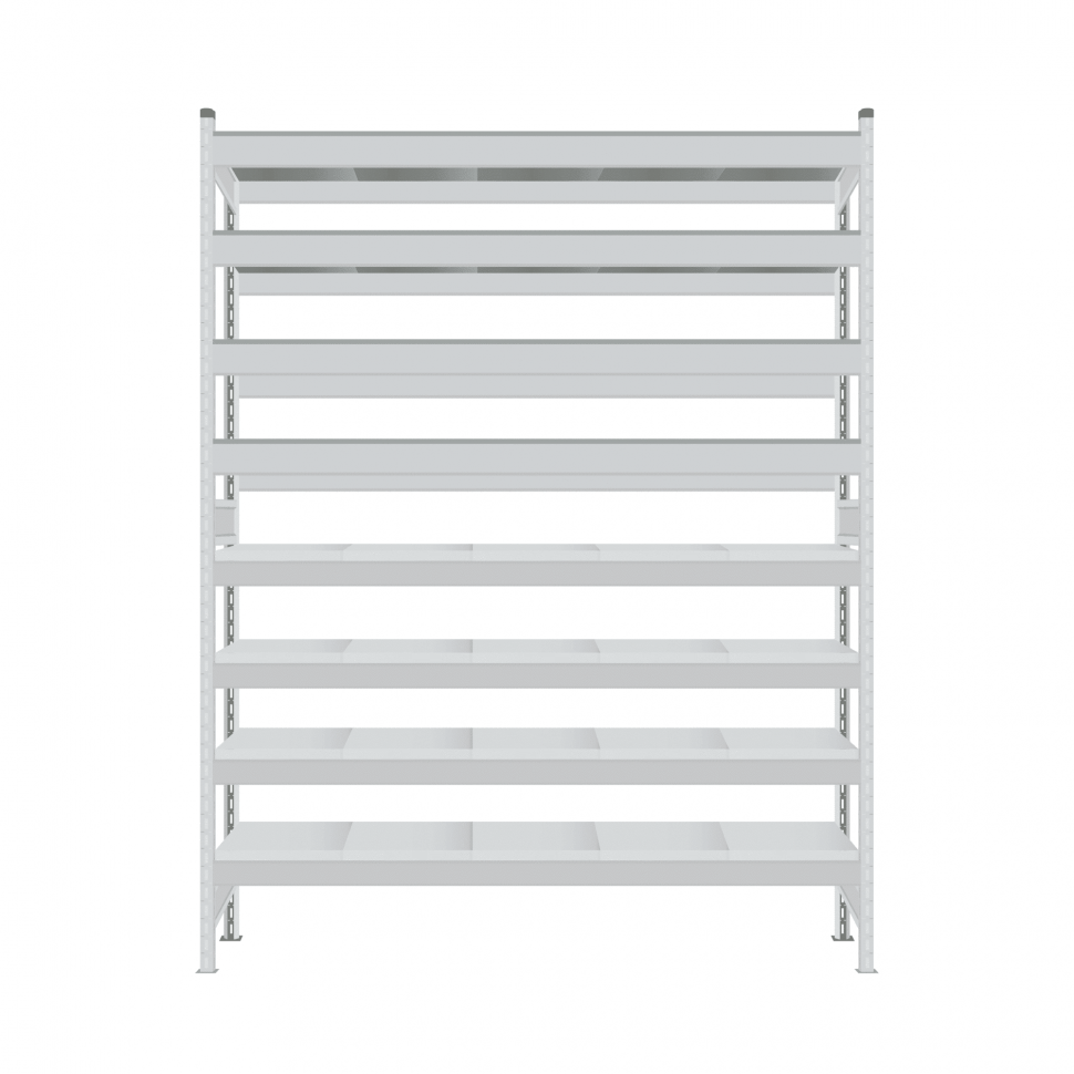 Стеллаж СТ-023 2500х1200х800 с 8 ярусами (рамы и настил - окрас)