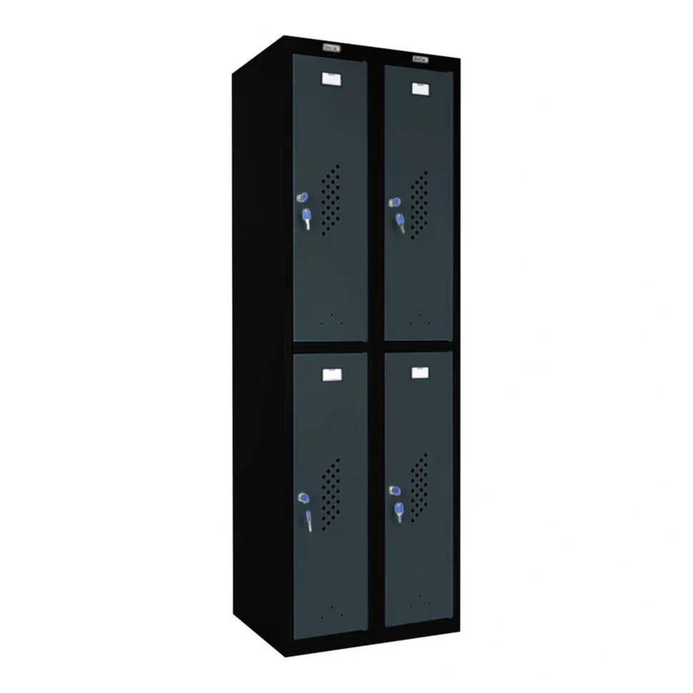 Шкаф металлический четырехдверный черный с графитом