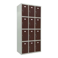 Шкаф металлический для сумок серый с коричневым