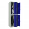 Шкаф металлический четырехдверный серый с синим