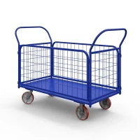 Тележка платформенная с сетчатыми бортами ТС 2 г/п 600 кг, 900x600 мм, колеса чугун/полиуретан 200 мм