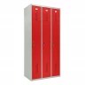 Шкаф металлический трехдверный серый с красным