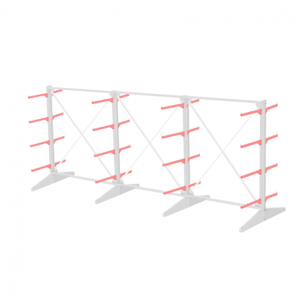 Стеллаж консольный двухсторонний Sortex 1920х4808х1280 4 яруса Стеллаж консольный двухсторонний Sortex 1920х4808х1280 4 яруса