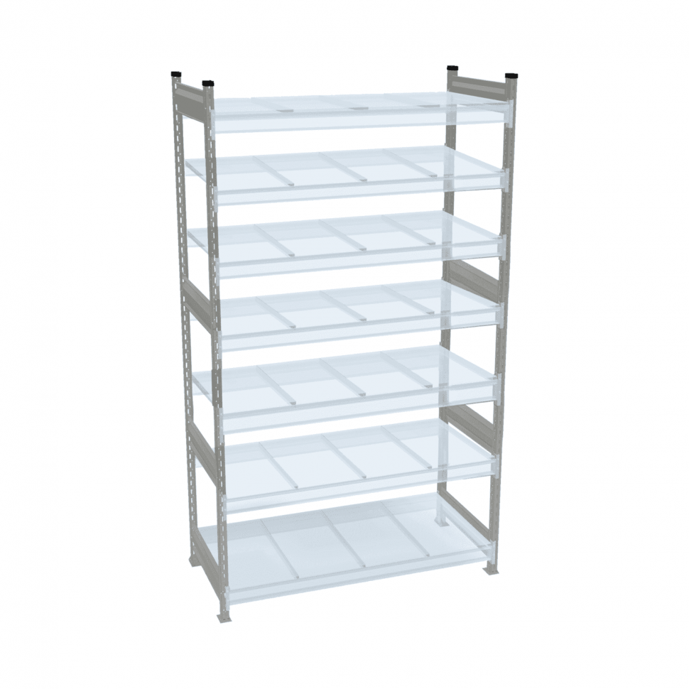 Стеллаж СТ-023 1800х1500х600 с 7 ярусами (рамы и настил - окрас)